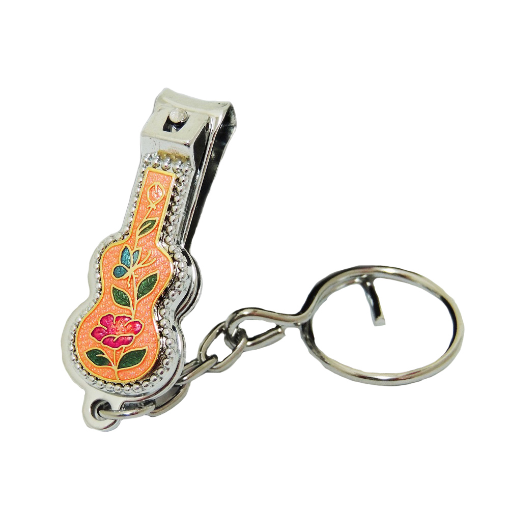 enamel  guitar-shaped nail clipper keychain